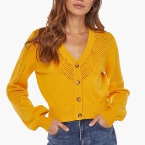 Open Stitch Short Cardigan in Golden Rod